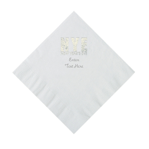 White New Year's Eve Personalized Napkins with Silver Foil - Luncheon (50 Piece(s))