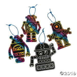 Magic Color Scratch Robot Ornaments (24 Piece(s))