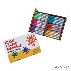 6-Color Neon Fabric Markers Classpack - 60 pc (1 Set(s))