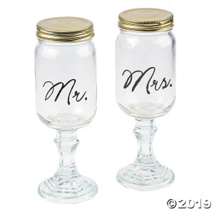 Mr. & Mrs. Glass Mason Jar Goblets (1 Set(s))