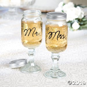 Mr. & Mrs. Glass Mason Jar Goblets (1 Set(s))