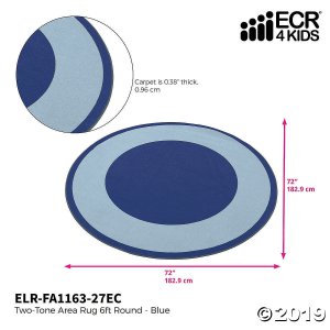 ECR4Kids Two-Tone Circle Area Rug - 6 Foot Round, Blue (1 Unit(s))