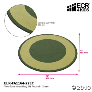 ECR4Kids Two-Tone Circle Area Rug - 6 Foot Round, Green (1 Unit(s))