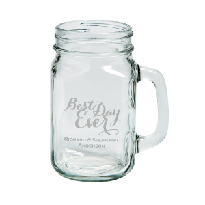 Best Day Ever Mason Jar Personalized Glass Mugs (1 Set(s))