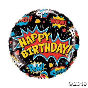 Black Happy Birthday Superhero Mylar Balloon (1 Piece(s))