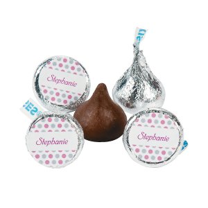 Personalized Hershey® Kisses® Pink Polka Dot Chocolate Candy (49 Piece(s))