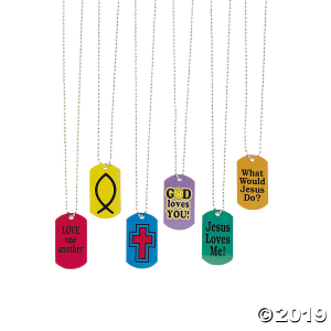 Religious Dog Tag Necklaces (Per Dozen)