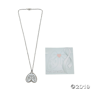 Lung Cancer Awareness Necklaces with Card (Per Dozen)