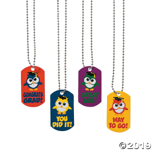 Elementary Graduation Dog Tag Necklaces (Per Dozen)