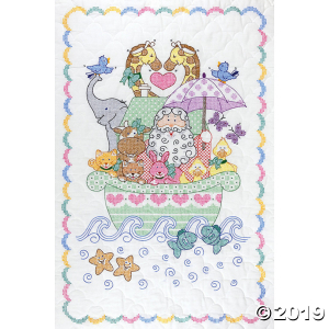 Stamped White Quilt Crib Top Noah's Ark (1 Set(s))