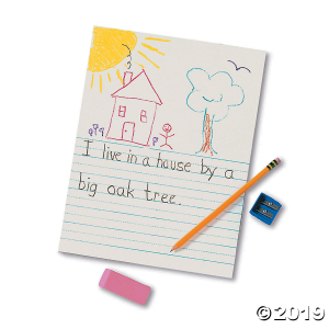 Newsprint Handwriting Paper, Picture Story, 7/8" Ruled (Short Way), White, 9" x 12", 500 Sheets Per Pack, 5 Packs (5 Piece(s))