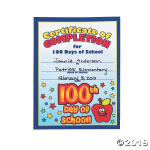 100th Day of School Certificates (25 Piece(s))