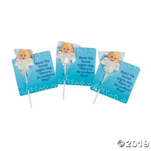 Frosted Angel Lollipops with Card (Per Dozen)