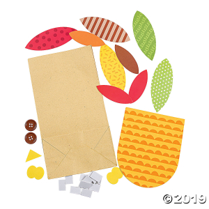 Patterned Paper Bag Turkey Puppet Craft Kit (Makes 12)
