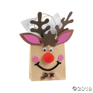 Reindeer Small Paper Gift Bag Craft Kit (Makes 12)