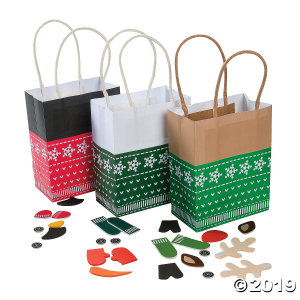 Christmas Sweater Character Small Gift Bag Craft Kit (Makes 12)