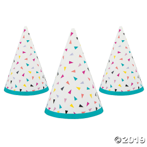 Birthday Confetti Cone Party Hats (8 Piece(s))