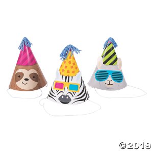 Party Animal Cone Party Hats (Per Dozen)