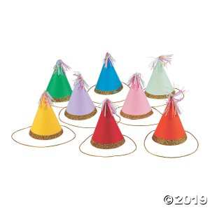 Mini Multicolor Cone Party Hats (8 Piece(s))