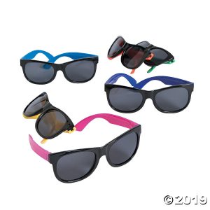 Kid's Neon & Black Nomad Sunglasses (Per Dozen)