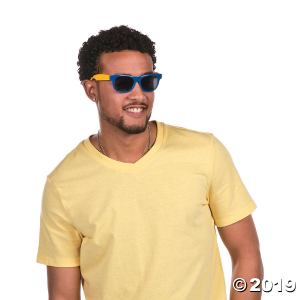 Adult's Blue & Gold Two-Tone Sunglasses - 12 Pc. (Per Dozen)
