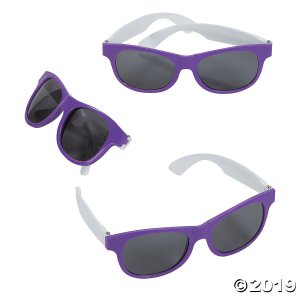 Adult's Purple & White Two-Tone Sunglasses - 12 Pc. (Per Dozen)