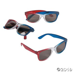 Patriotic Glitter Nomad Sunglasses - 12 Pc. (Per Dozen)