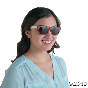 Adult's Burgundy & White Two-Tone Sunglasses - 12 Pc. (Per Dozen)