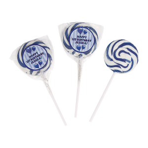 Personalized Blue Birthday Balloon Swirl Lollipops (24 Piece(s))