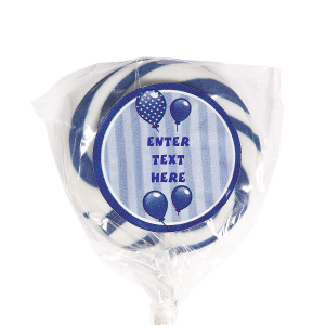 Personalized Blue Birthday Balloon Swirl Lollipops (24 Piece(s))