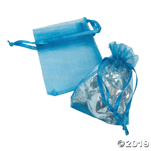 Mini Navy Blue Organza Drawstring Treat Bags (50 Piece(s))
