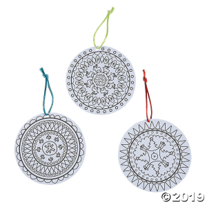 Color Your Own Christmas Mandala Ornaments (Per Dozen)