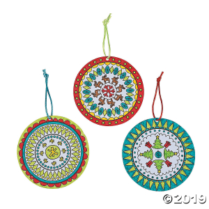 Color Your Own Christmas Mandala Ornaments (Per Dozen)