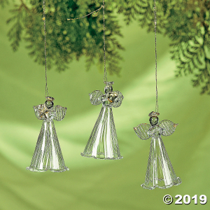 Spun Glass Angel Ornaments (Per Dozen)