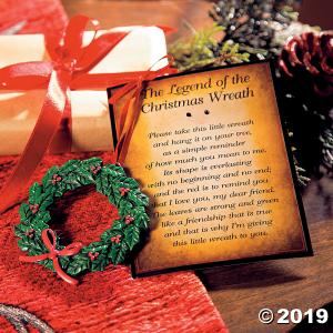 The Legend of the Christmas Wreath Ornaments on Card (Per Dozen)