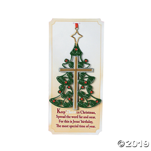 Christmas Tree Cross Ornaments with Card (Per Dozen)