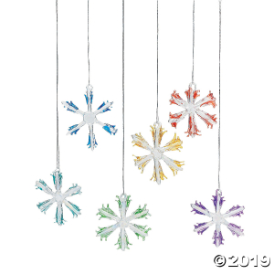 Colorful Glass Snowflake Christmas Ornaments (Per Dozen)