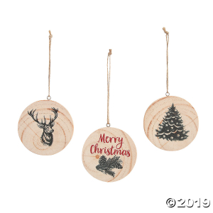 Cozy Classic Natural Wood Slice Ornaments (Per Dozen)