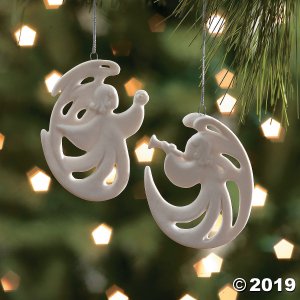 Ceramic Stylized Angel Christmas Ornaments (Per Dozen)