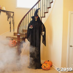 Standing Witch with Red Apple Halloween Decoration