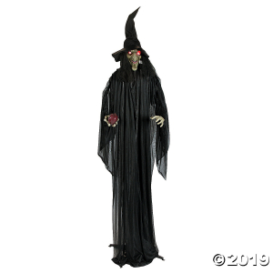 Standing Witch with Red Apple Halloween Decoration