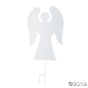 White Silhouette Angel Yard Sign (1 Piece(s))