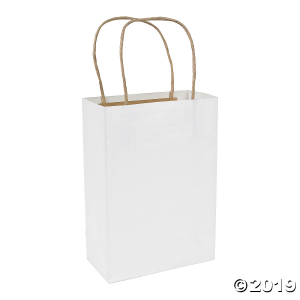 White Medium Kraft Paper Gift Bags (Per Dozen)