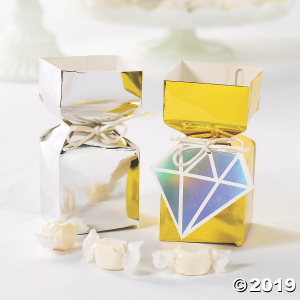 Gold Foil Vertical Square Hourglass Favor Boxes (Per Dozen)