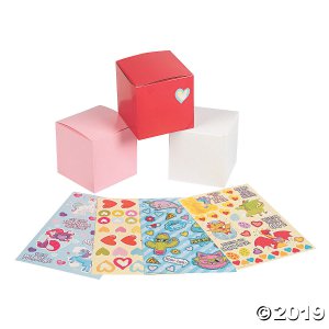 Valentine Treat Boxes with Stickers (Per Dozen)