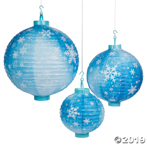 Snowflake Light-Up Hanging Paper Lanterns (3 Piece(s))