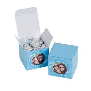 Custom Photo Mini Light Blue Favor Boxes (24 Piece(s))