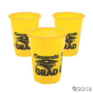 Yellow Congrats Grad Plastic Cups (50 Piece(s))