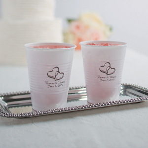 Personalized Two Hearts Disposable Plastic Cups (50 Piece(s))