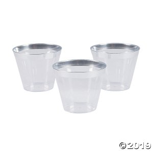 Small Plastic Cups with Silver Trim (24 Piece(s))